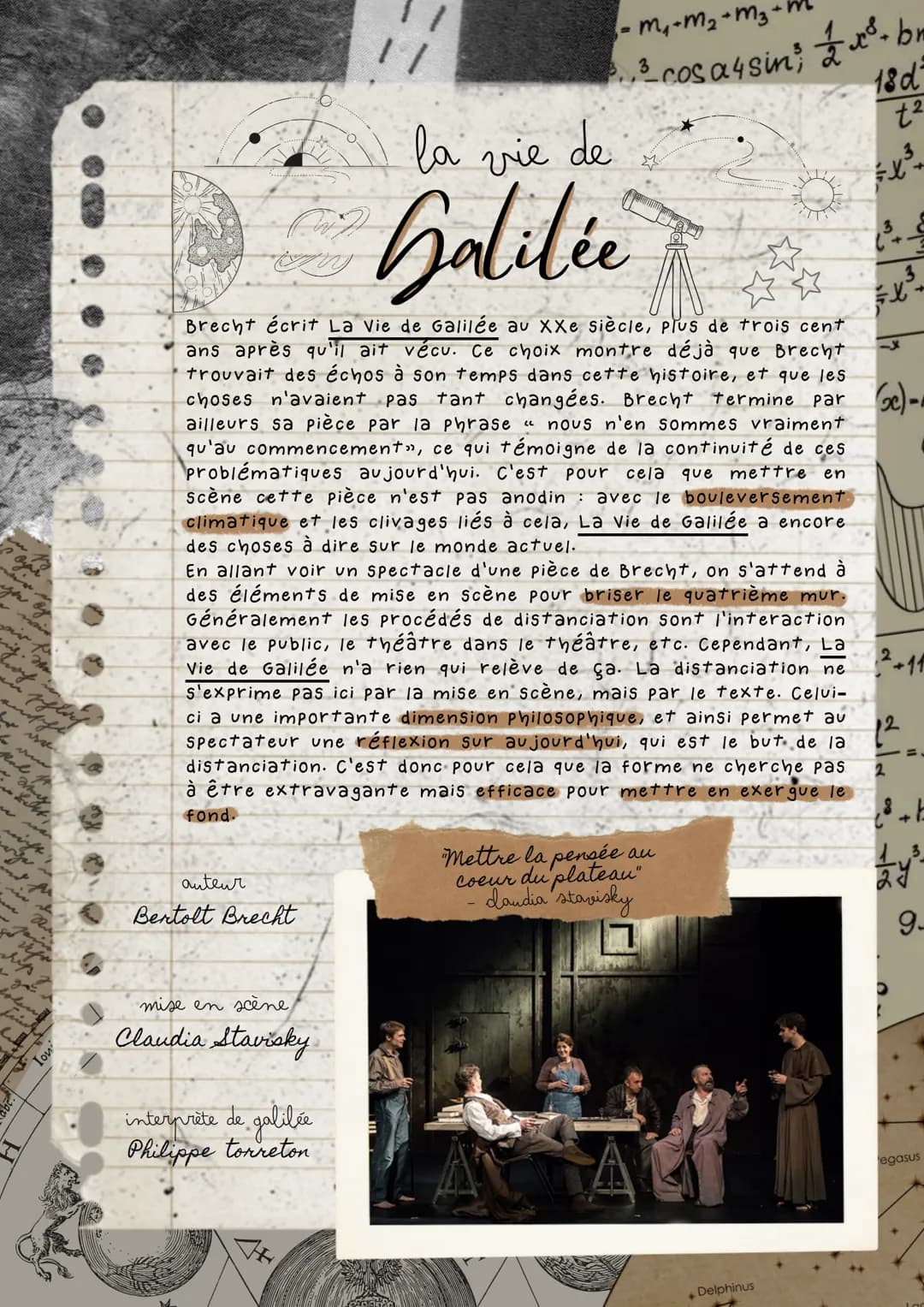 bc.
Ion
auteur
Bertolt Brecht
29
Brecht écrit La Vie de Galilée au XXe siècle, plus de trois cent
ans après qu'il ait vécu. Ce choix montre 