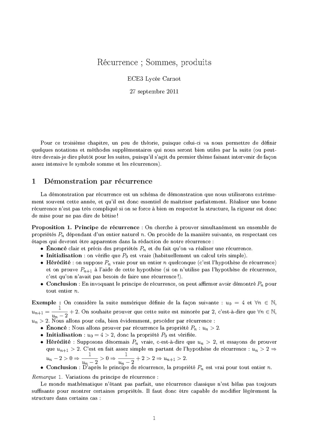 Raisonnement par récurrence 