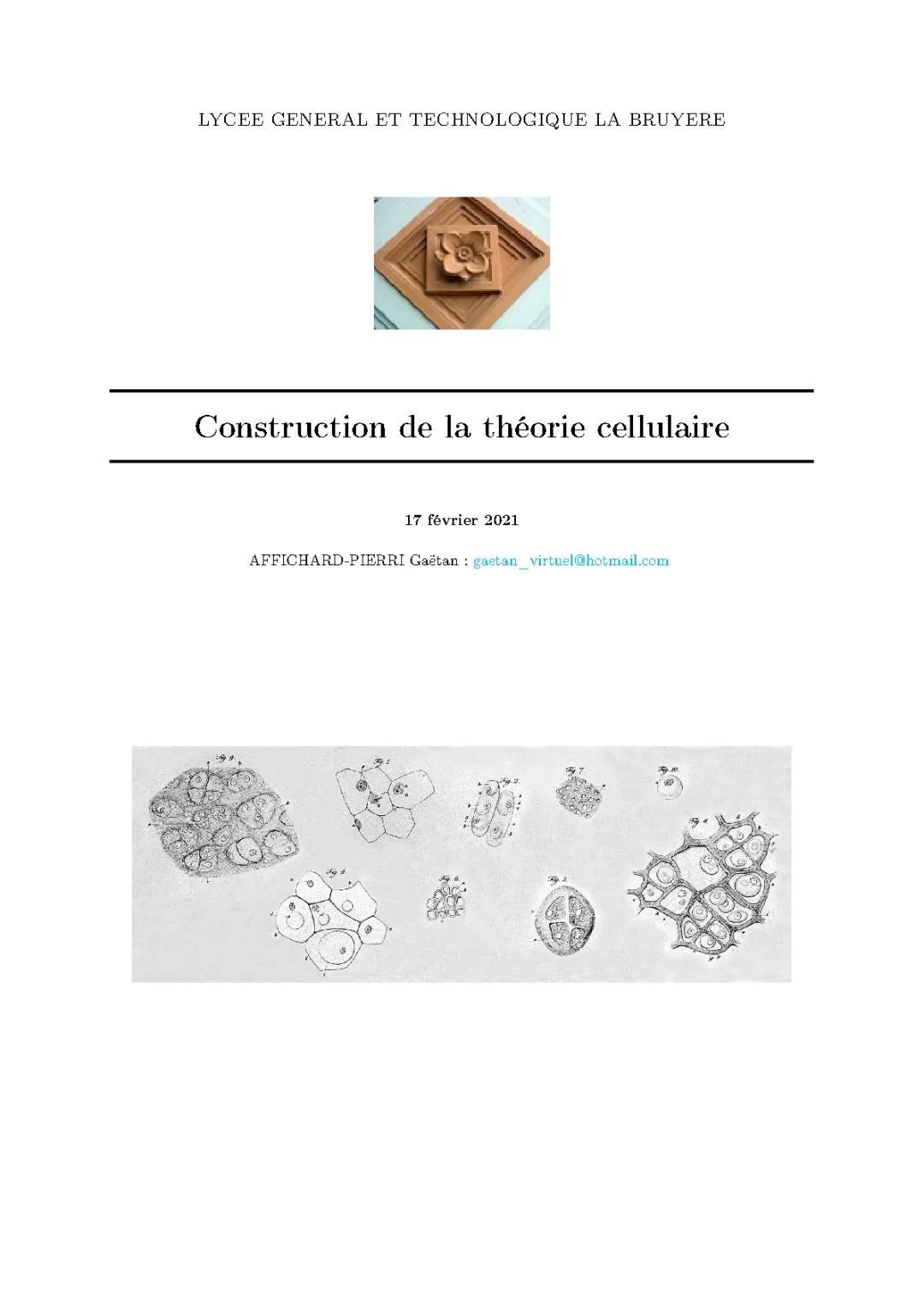 Construction de la théorie cellulaire
