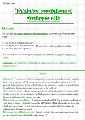 Know Géographie - TERRITOIRES, POPULATIONS ET DÉVELOPPEMENTS - 2de thumbnail