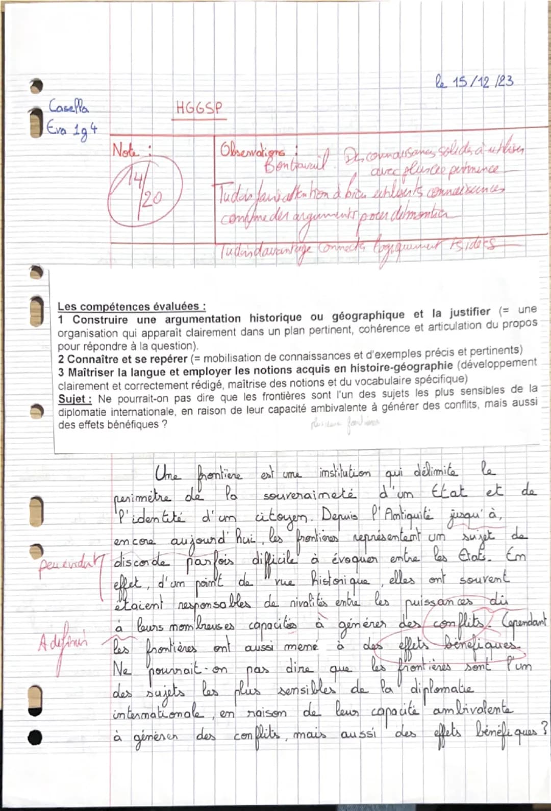 le 15/12 123
Casella
Eva 194
Note
Aut
120
HGGSP
Observation on tournil. Discoveralisances solids, a union
avec plustes pertinence
Tudda fau'