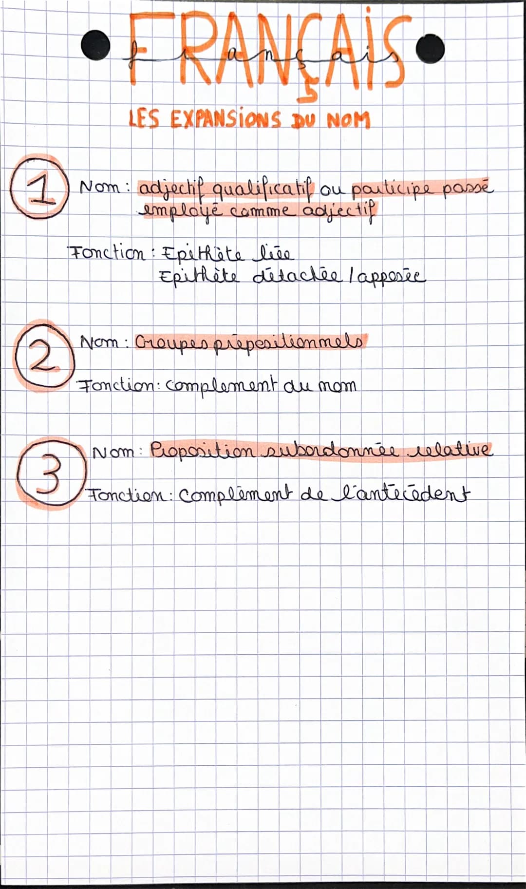 1
FRANÇAIS
LES EXPANSIONS DU NOM
Nom: adjectif qualificatif ou participe passé
employé comme adjectif
Fonction: Epithète life
(2)
3
Epithète