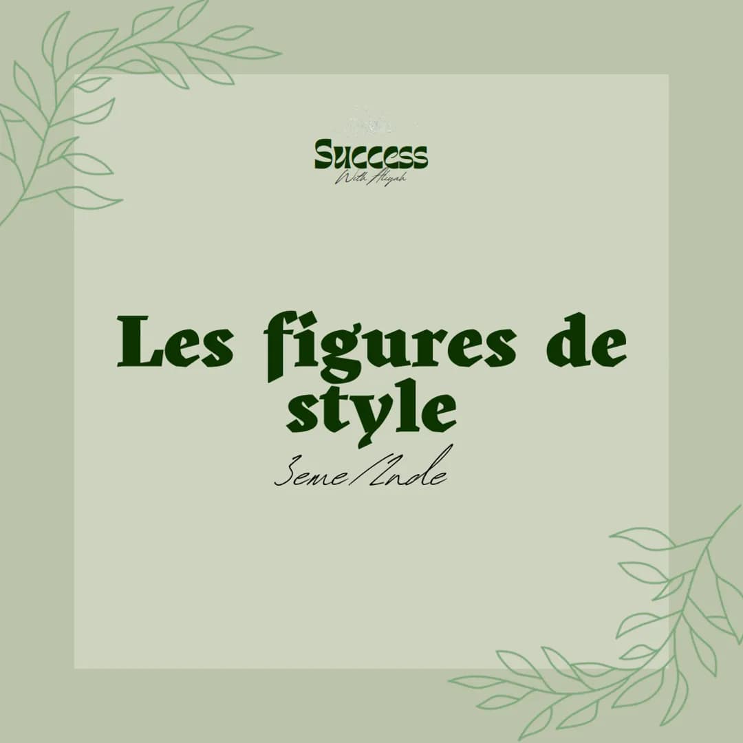 Success
With Aliyah
Les figures de
style
Seme Unde Success
With Aliyah
●
Figures d'amplification
Hyperbole :
Elle permet d'éxagérer la réali