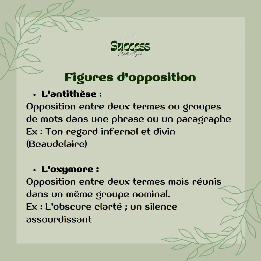 Success
With Aliyah
Les figures de
style
Seme Unde Success
With Aliyah
●
Figures d'amplification
Hyperbole :
Elle permet d'éxagérer la réali