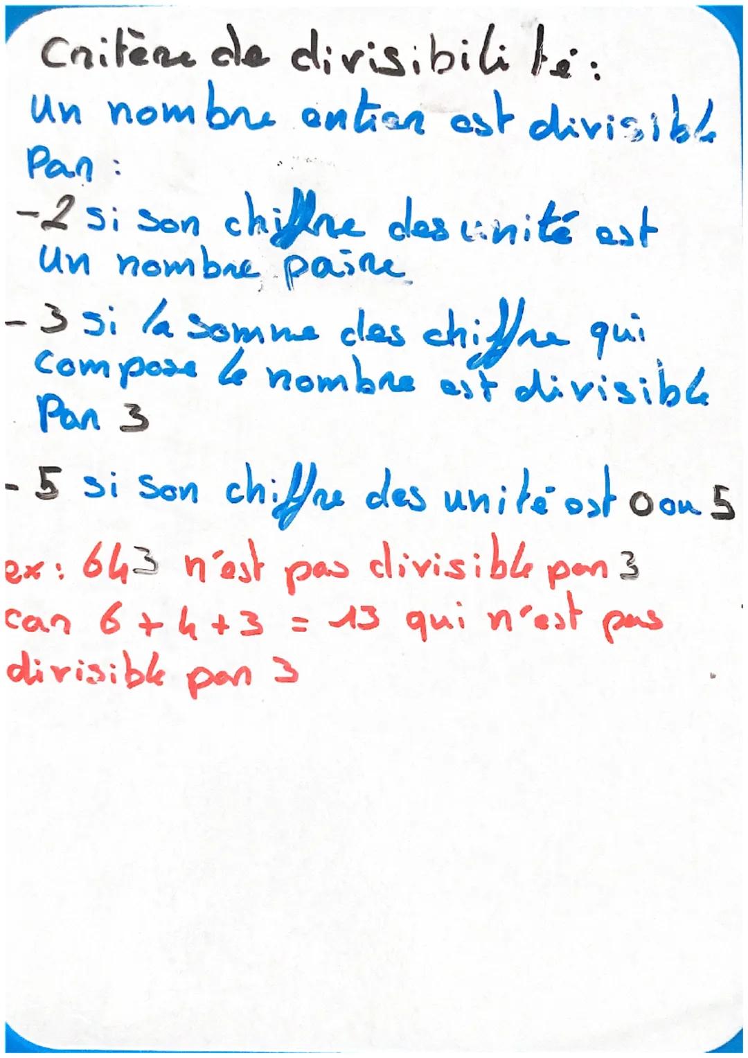 a=bxc
aloni:
a est un multiple de bat a
bete son des clivisem che a
a est divisiba pan b et c
nombre premien:
5 est un nombre premien, il
qu