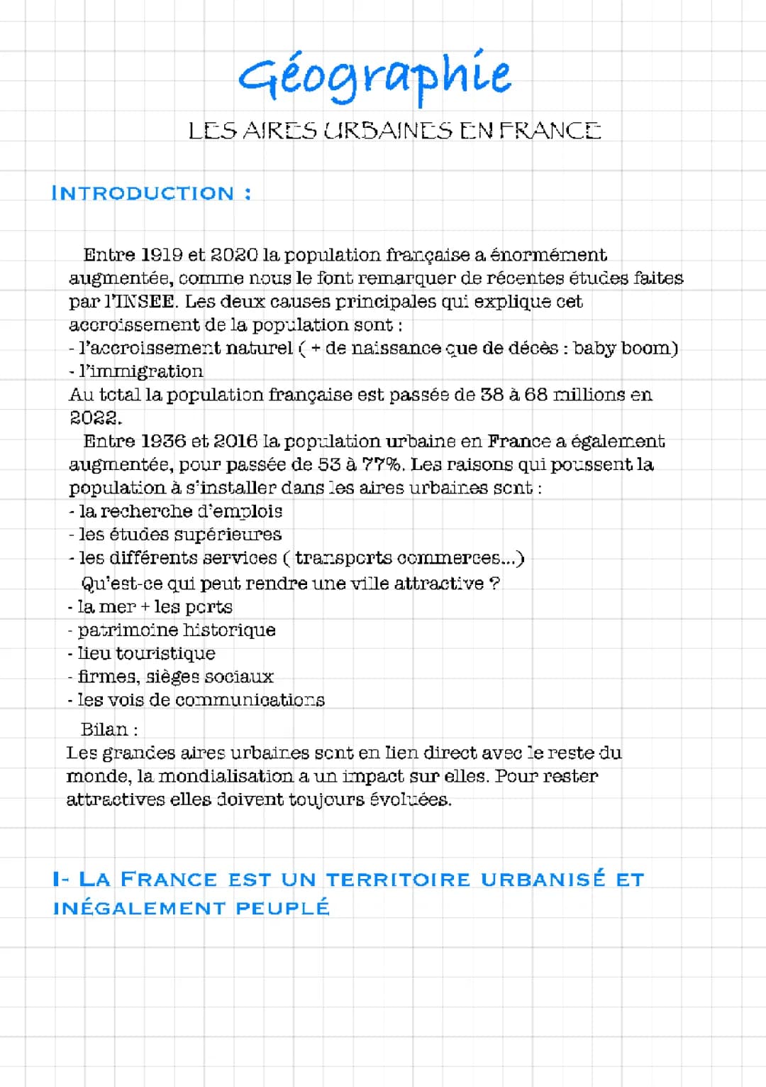 Géographie : les aires urbaines 