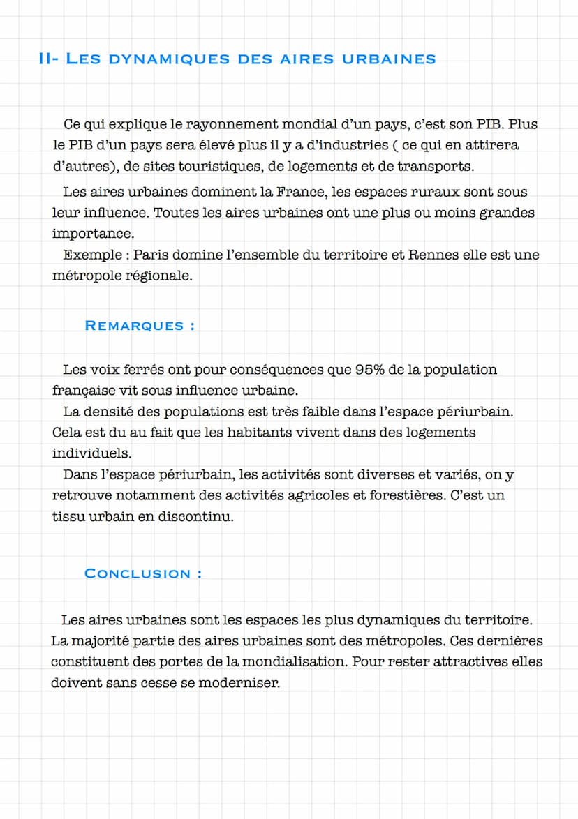 Géographie
LES AIRES URBAINES EN FRANCE
INTRODUCTION :
Entre 1919 et 2020 la population française a énormément
augmentée, comme nous le font