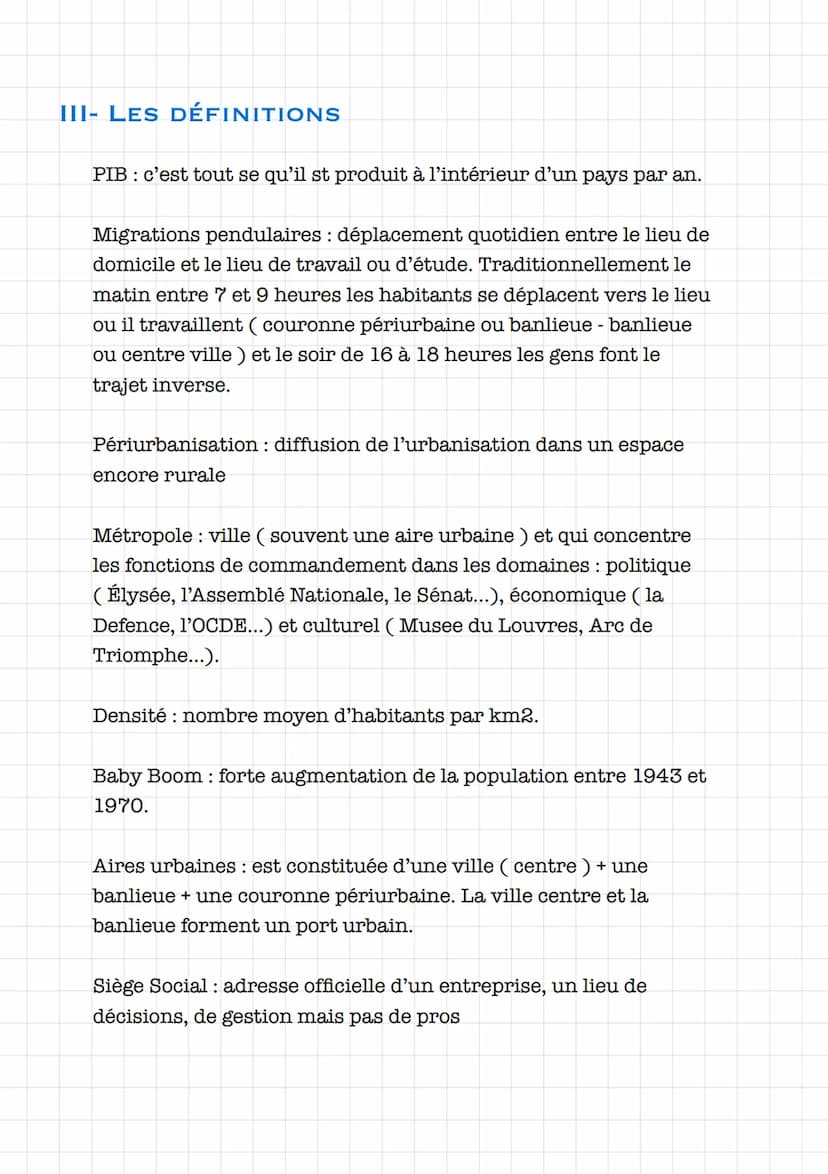 Géographie
LES AIRES URBAINES EN FRANCE
INTRODUCTION :
Entre 1919 et 2020 la population française a énormément
augmentée, comme nous le font