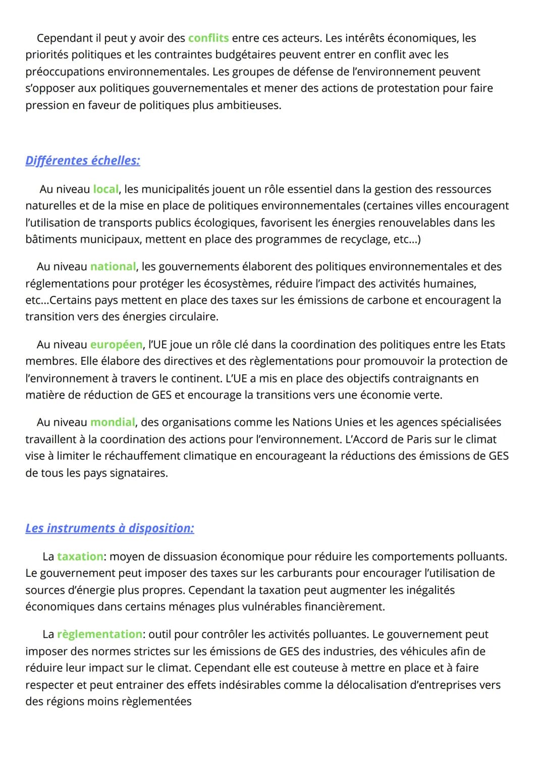 L'environnement:
Différents acteurs :
Les pouvoirs publics: mettent en place des règlementations, soutiennent des initiatives de
développeme
