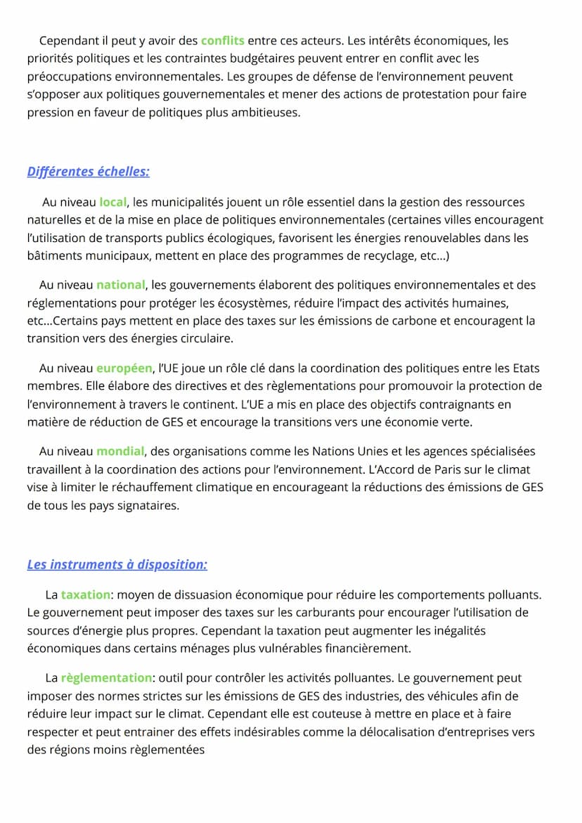 L'environnement:
Différents acteurs :
Les pouvoirs publics: mettent en place des règlementations, soutiennent des initiatives de
développeme