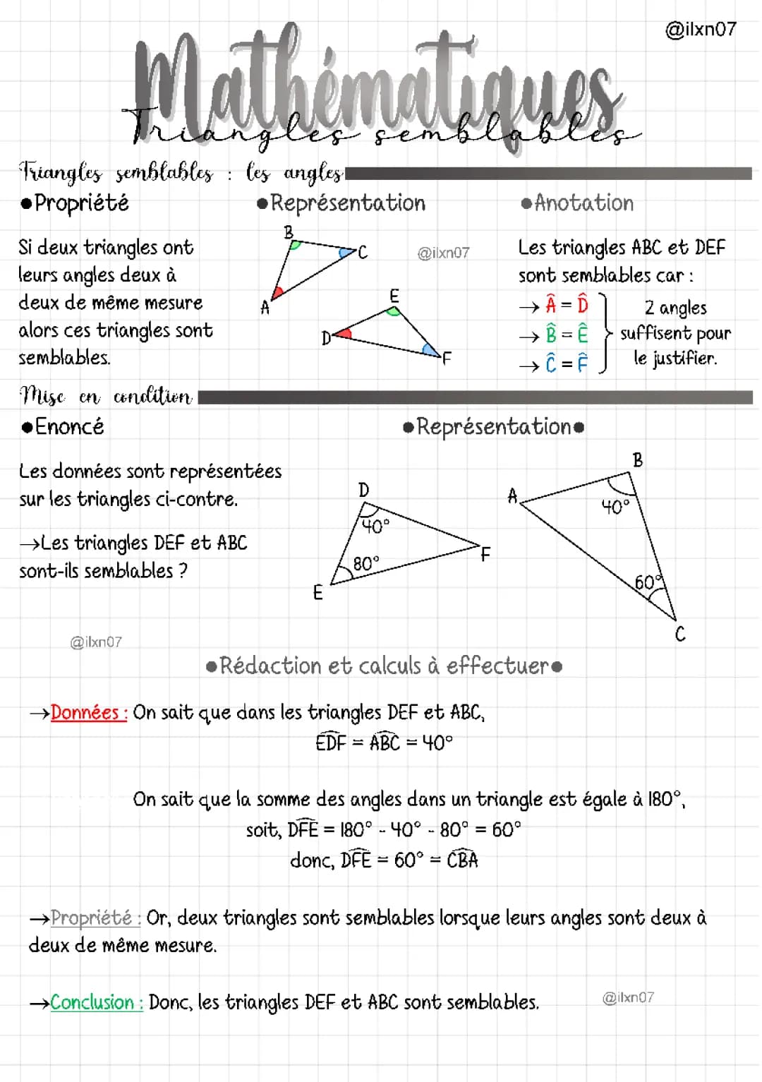 MATHEMATIQUES les triangles semblables