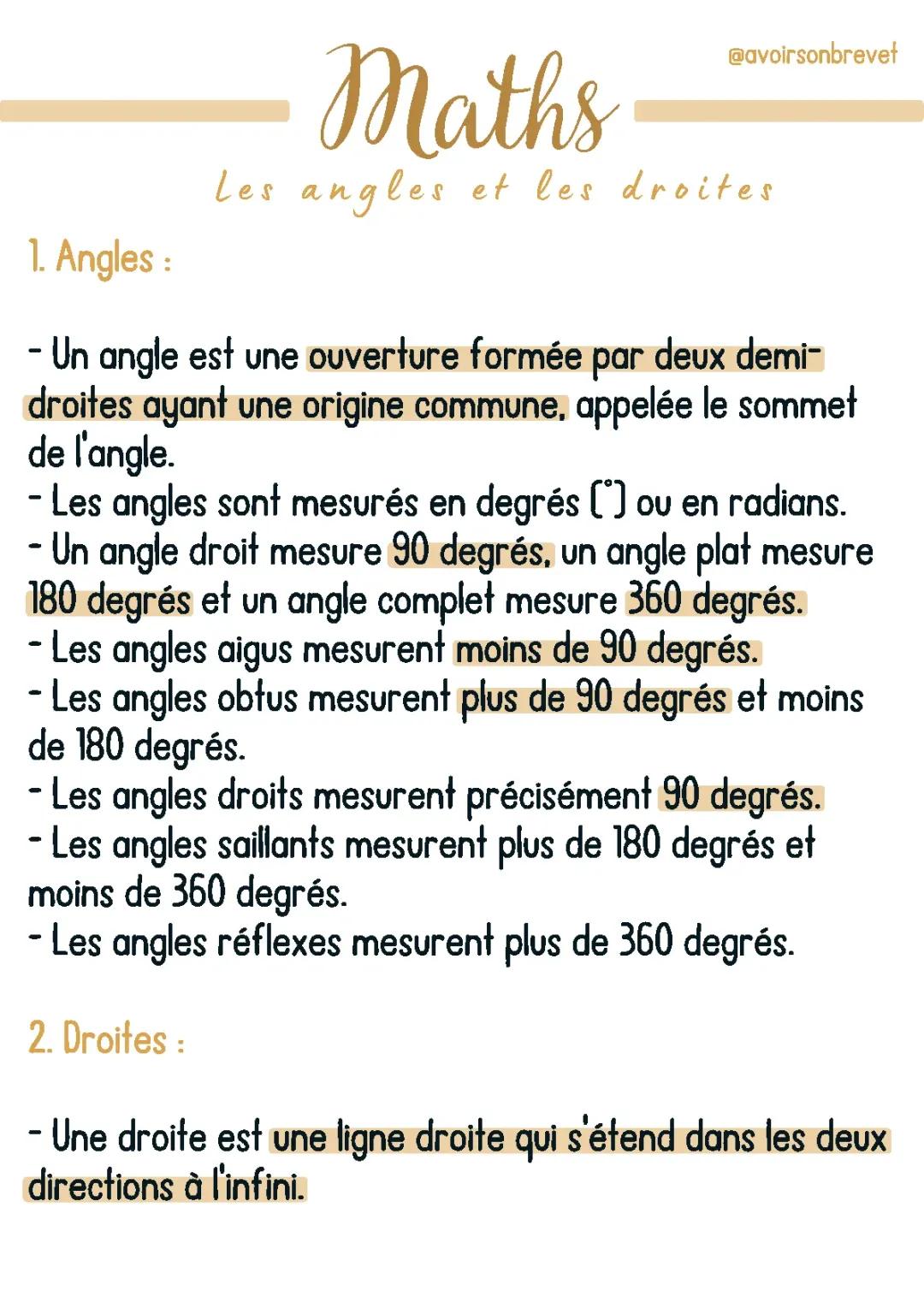 Propriété des Angles et Droites - Exercices 5ème PDF