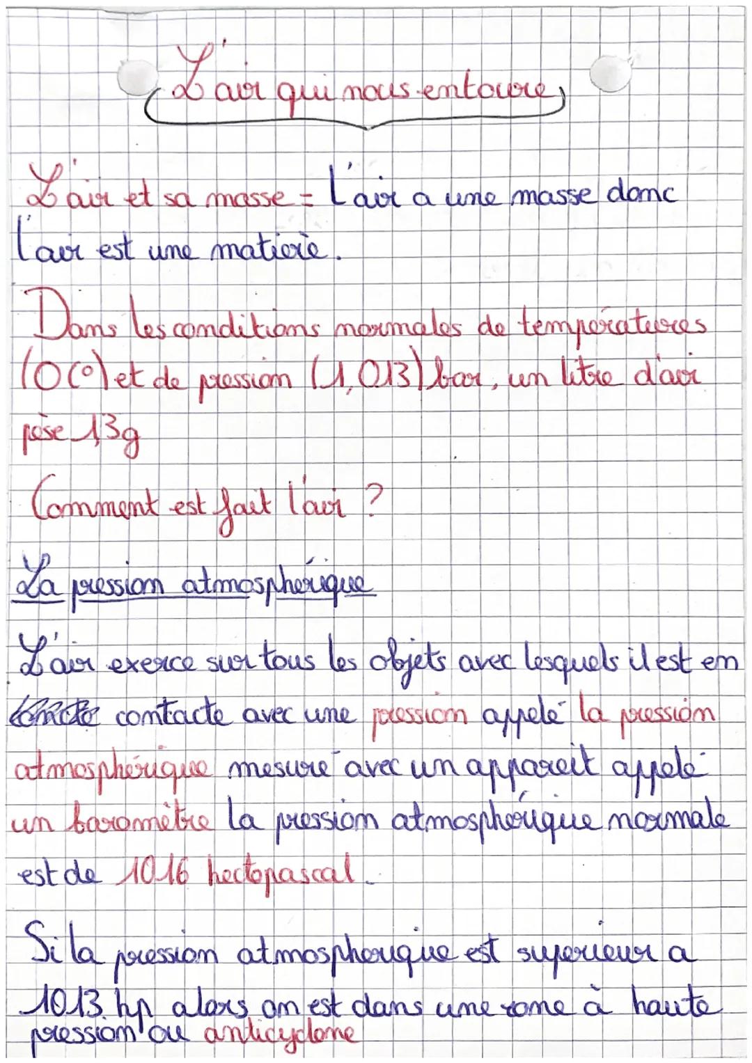 Lav
ets
our qui nous entoure
sa masse t
Lair
l'avi est une matière
L'air a une masse donc
Dans les conditions normales de temperatures
(0(°)