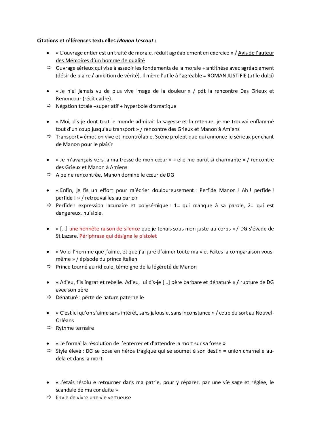 Citations et Dissertation de Manon Lescaut en PDF
