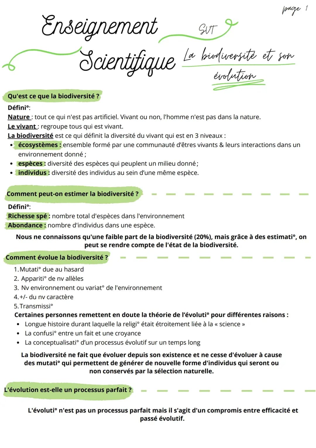La biodiversité et son évolution 