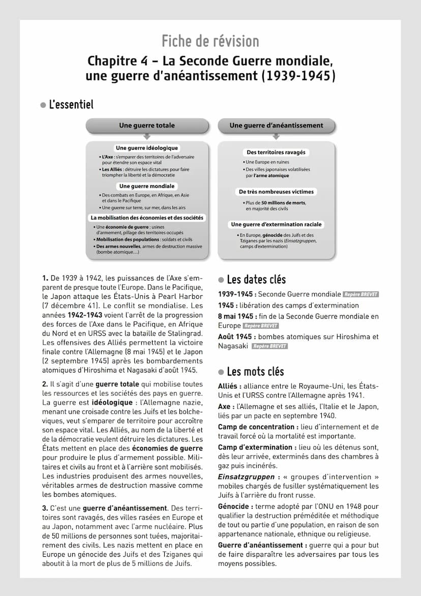 Seconde Guerre Mondiale Guerre D'anéantissement Paragraphe Argumenté Explication simple: Comprendre la Seconde Guerre Mondiale : Guerre d