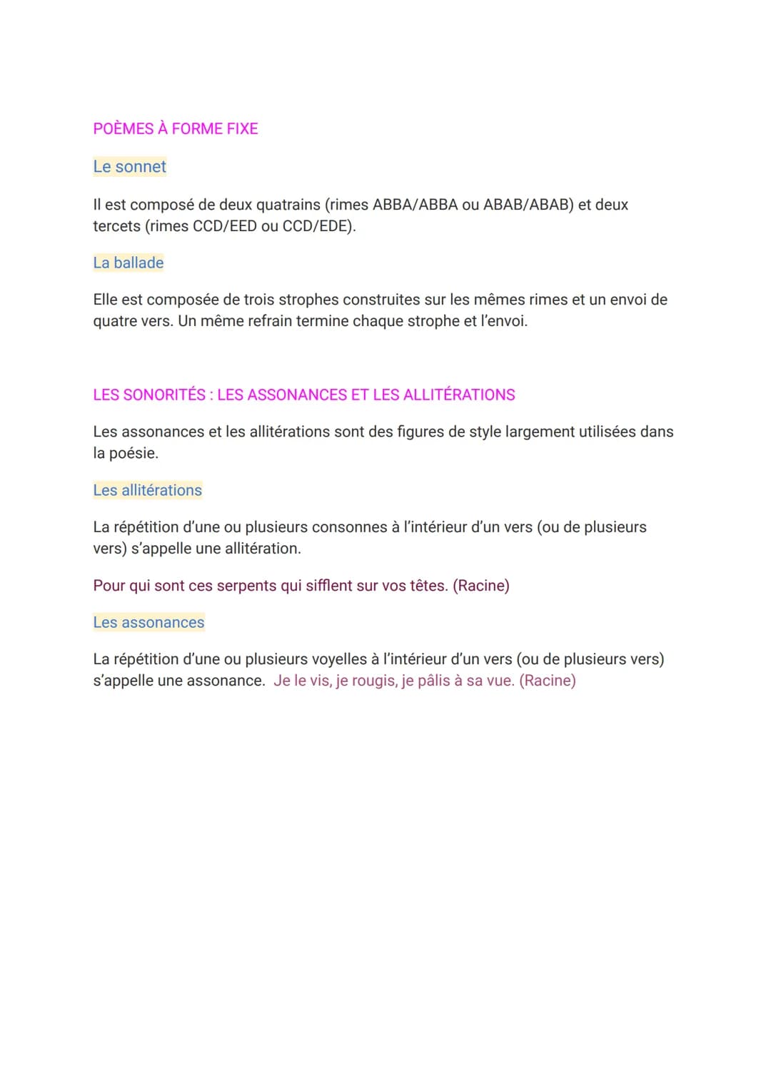 Vers
Douze syllabes: un alexandrin.
Onze syllabes: un hendécasyllabe.
Dix syllabes: un décasyllabe.
Neuf syllabes: un ennéasyllabe.
Huit syl