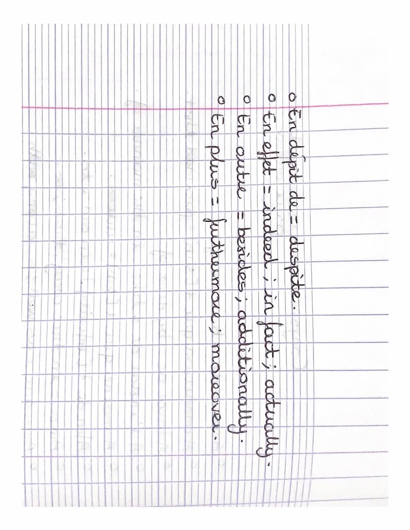 • A cause de
O
0
O
Conjonctions mots utiles
pour mieux
écrire.
A force de = by dint of
g.
• A l'instar de = like; in the manner
+ [sub] = un