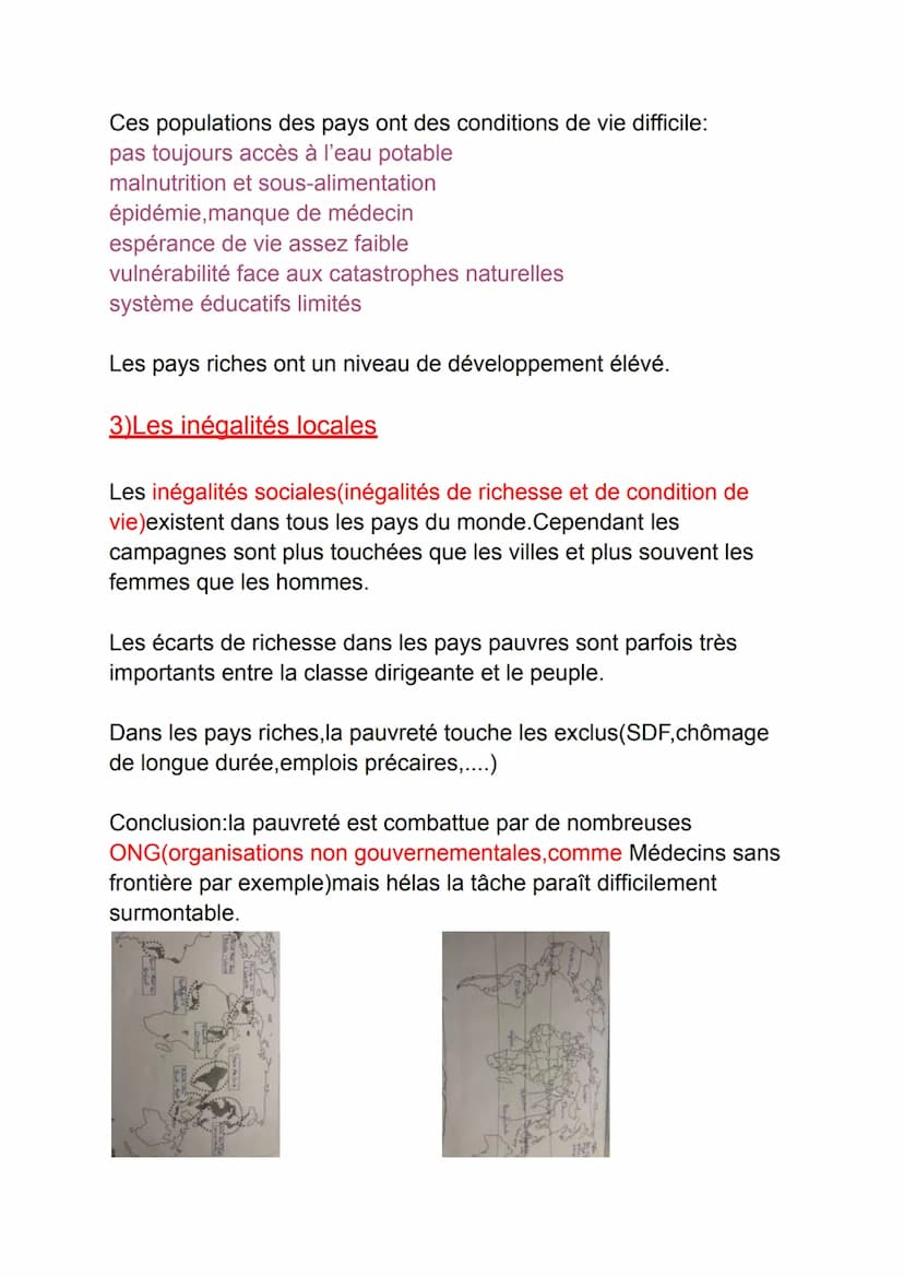 Richesse et pauvreté dans le monde.
Introduction; la pauvreté est un fléau mondial
Quelles sont les inégalités de richesse dans le monde?
1)