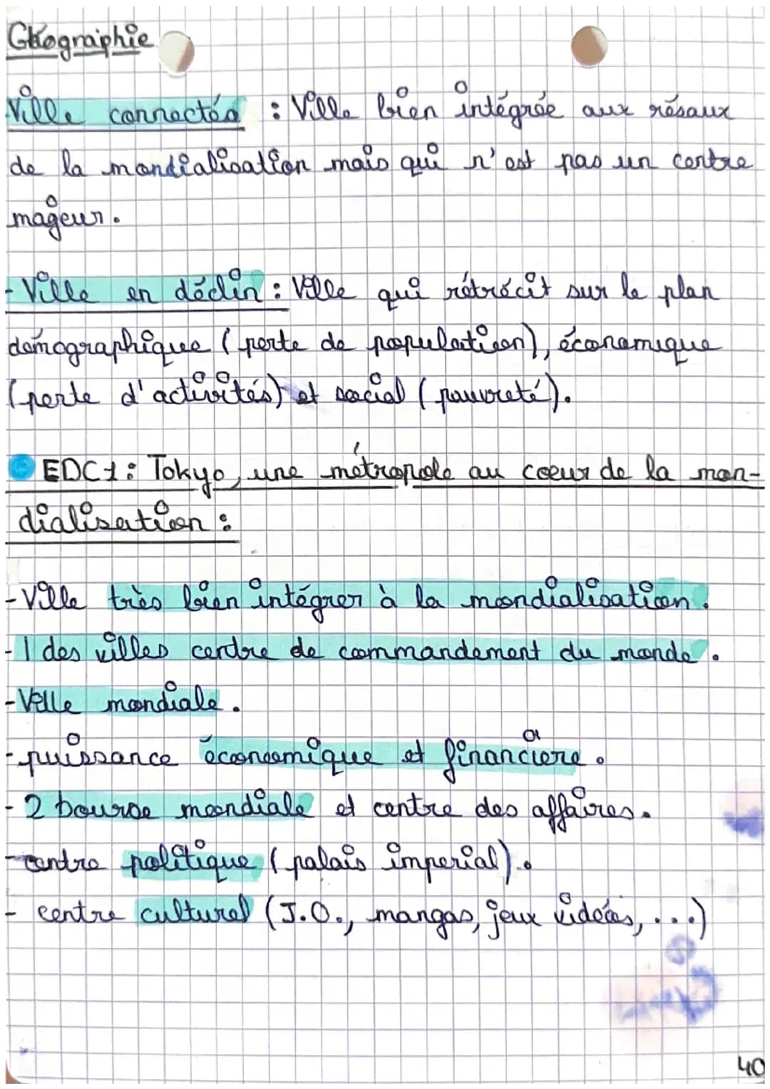 Geographie Les villes
dans la mondialis-
ation
Chap 2
Definition:
-Mondialisation : Mise en relation des différentes
parties du monde sous l