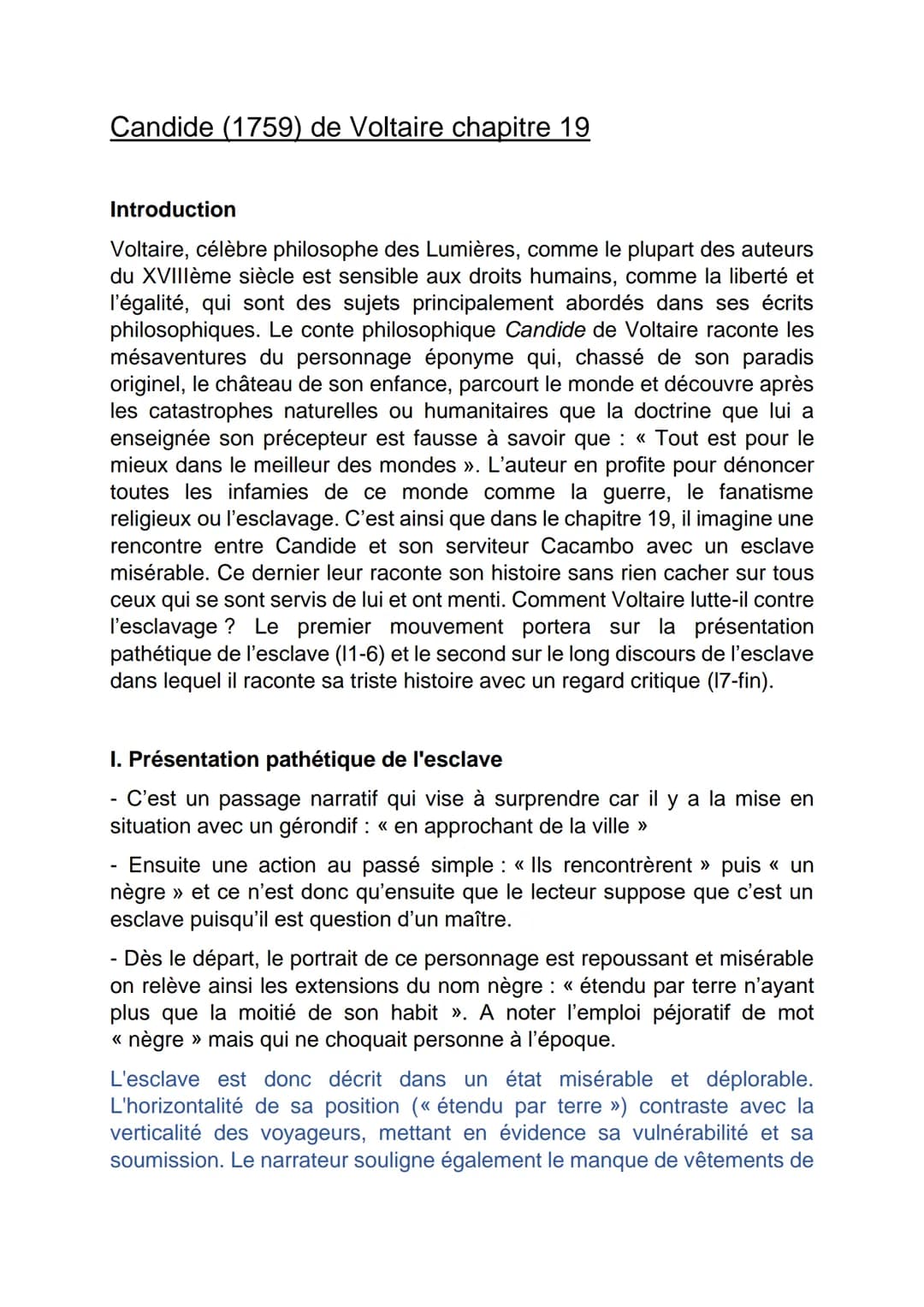 Candide (1759) de Voltaire chapitre 19
Introduction
Voltaire, célèbre philosophe des Lumières, comme le plupart des auteurs
du XVIIIème sièc