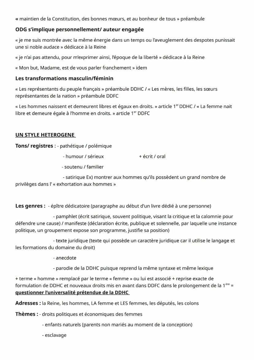 FICHE REVISIONS DISSERTATION OLYMPE DE GOUGES
CITATIONS
DDFC = plaidoyer pour l'égalité
<< La Constitution est nulle, si la majorité des ind