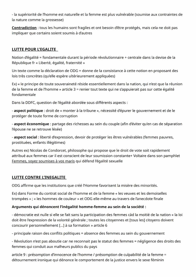 FICHE REVISIONS DISSERTATION OLYMPE DE GOUGES
CITATIONS
DDFC = plaidoyer pour l'égalité
<< La Constitution est nulle, si la majorité des ind