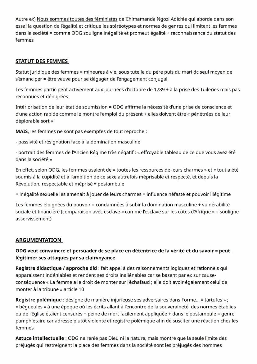 FICHE REVISIONS DISSERTATION OLYMPE DE GOUGES
CITATIONS
DDFC = plaidoyer pour l'égalité
<< La Constitution est nulle, si la majorité des ind