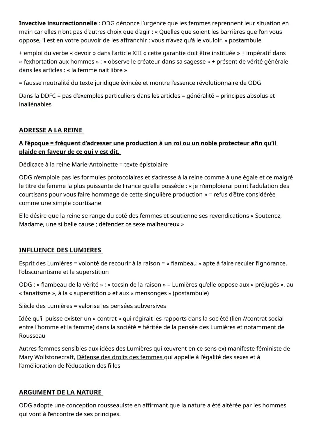 FICHE REVISIONS DISSERTATION OLYMPE DE GOUGES
CITATIONS
DDFC = plaidoyer pour l'égalité
<< La Constitution est nulle, si la majorité des ind
