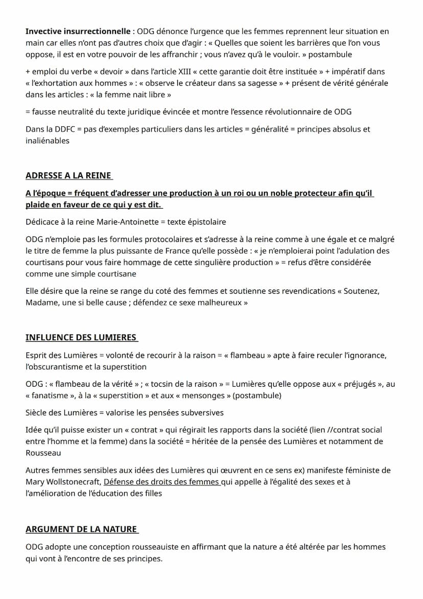 FICHE REVISIONS DISSERTATION OLYMPE DE GOUGES
CITATIONS
DDFC = plaidoyer pour l'égalité
<< La Constitution est nulle, si la majorité des ind