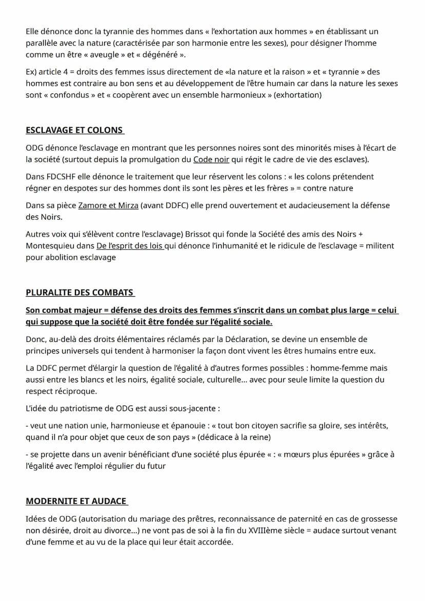 FICHE REVISIONS DISSERTATION OLYMPE DE GOUGES
CITATIONS
DDFC = plaidoyer pour l'égalité
<< La Constitution est nulle, si la majorité des ind