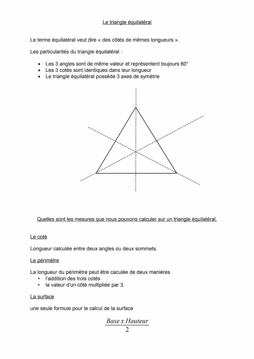 Le triangle
Le triangle est une forme géométrique composée de trois angles et trois côtés.
Les valeurs des angles et des côtés peuvent varie