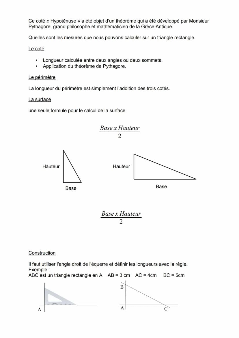 Le triangle
Le triangle est une forme géométrique composée de trois angles et trois côtés.
Les valeurs des angles et des côtés peuvent varie