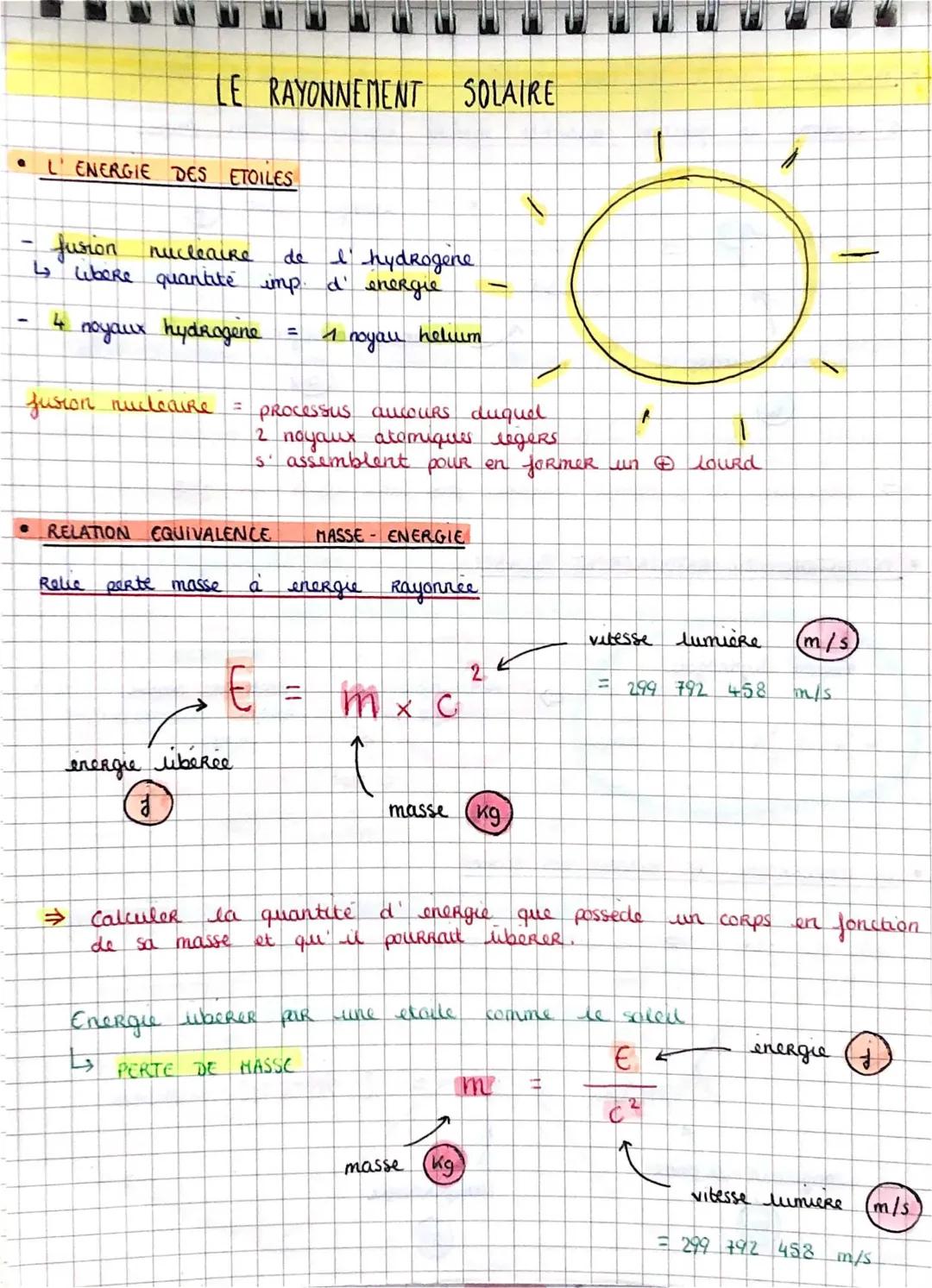 Le Rayonnement Solaire: Exercice Corrigé et Fiche de Révision - 1ère Enseignement Scientifique PDF