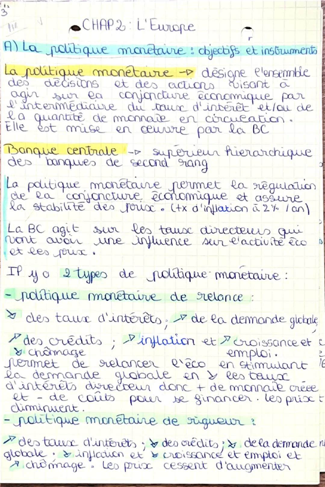 --- OCR Start ---
EV
CHAP 2: Europe
A)L'integration européenne : marche unique et Bone euro
Integration européenne → processus d'unificat
de