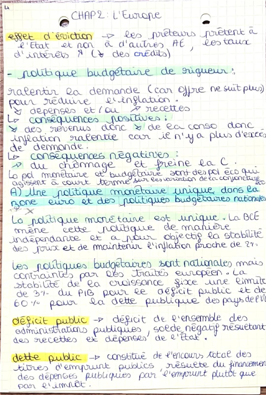 --- OCR Start ---
EV
CHAP 2: Europe
A)L'integration européenne : marche unique et Bone euro
Integration européenne → processus d'unificat
de