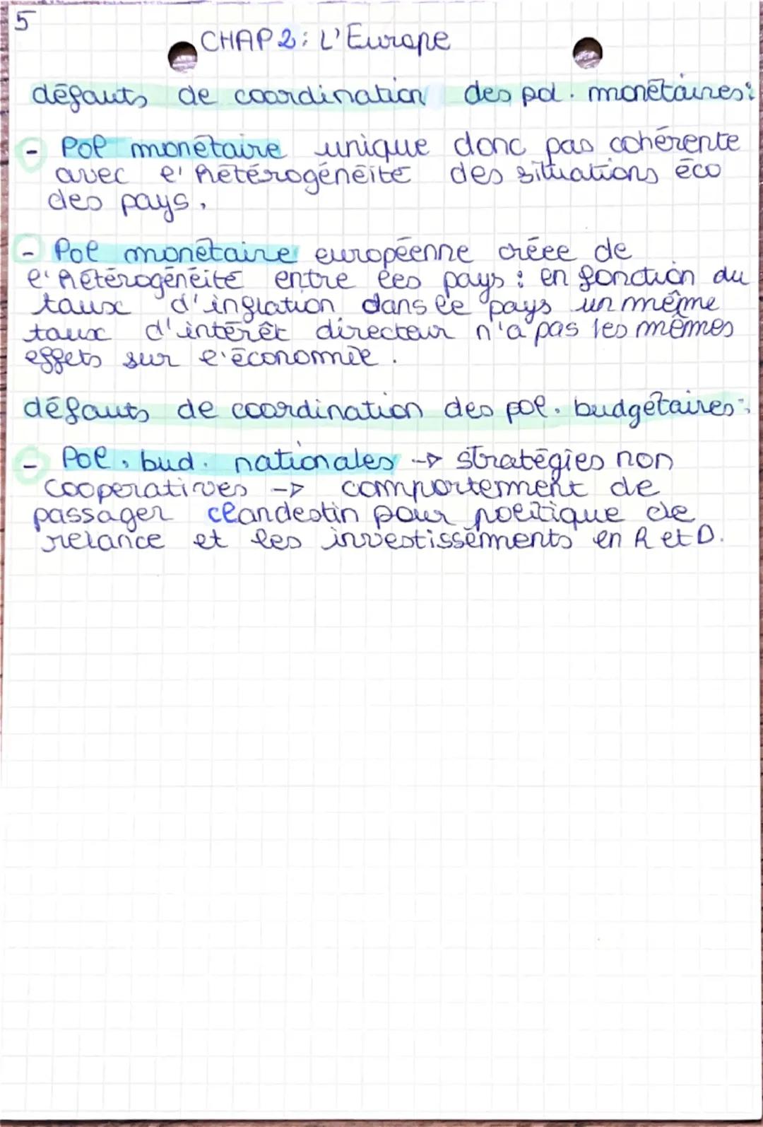 --- OCR Start ---
EV
CHAP 2: Europe
A)L'integration européenne : marche unique et Bone euro
Integration européenne → processus d'unificat
de