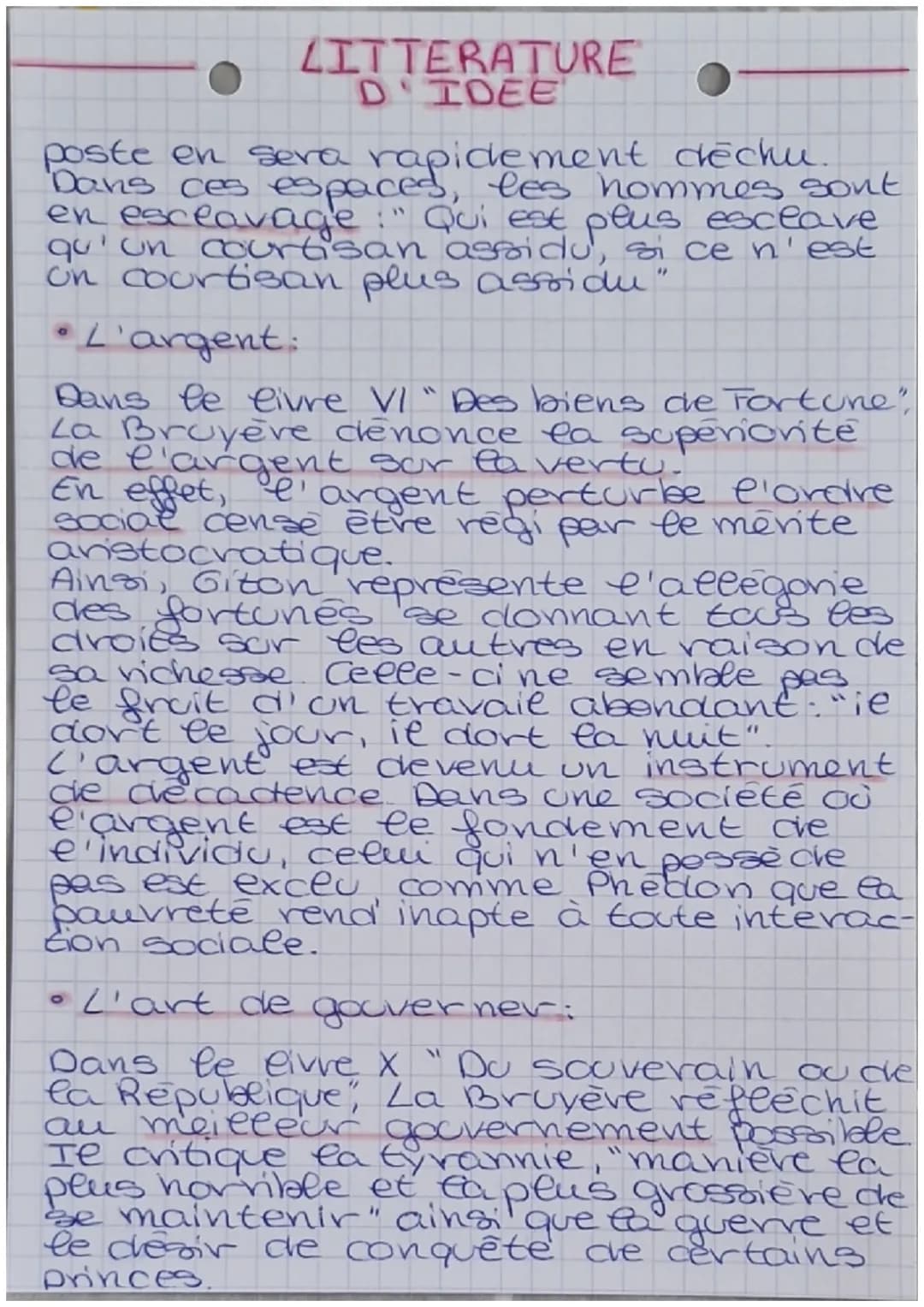 LITTERATURE
D'IDEE
LES CARACTERES
Titre: Les Carateres
Auteur: La Bruyère
Date: 1688
Movement litteraive: classicisme.
Genre: litterature d'