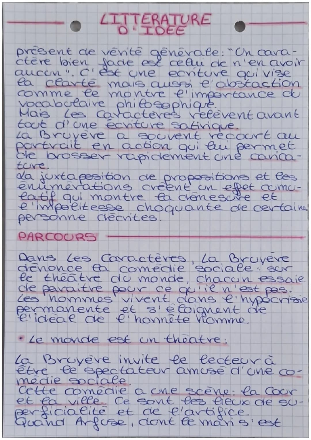 LITTERATURE
D'IDEE
LES CARACTERES
Titre: Les Carateres
Auteur: La Bruyère
Date: 1688
Movement litteraive: classicisme.
Genre: litterature d'