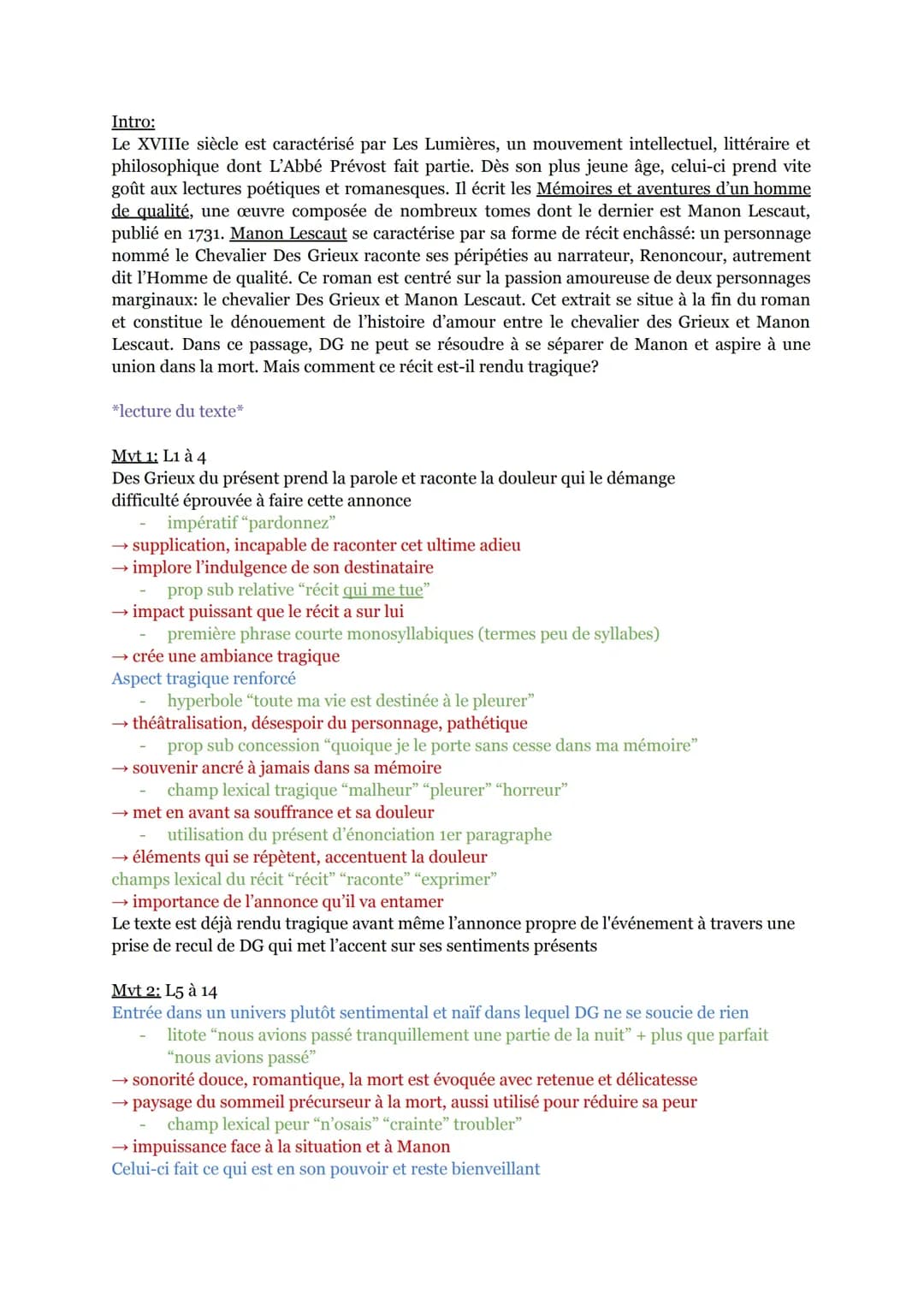 L'enterrement de Manon Lescaut - Résumé et analyse