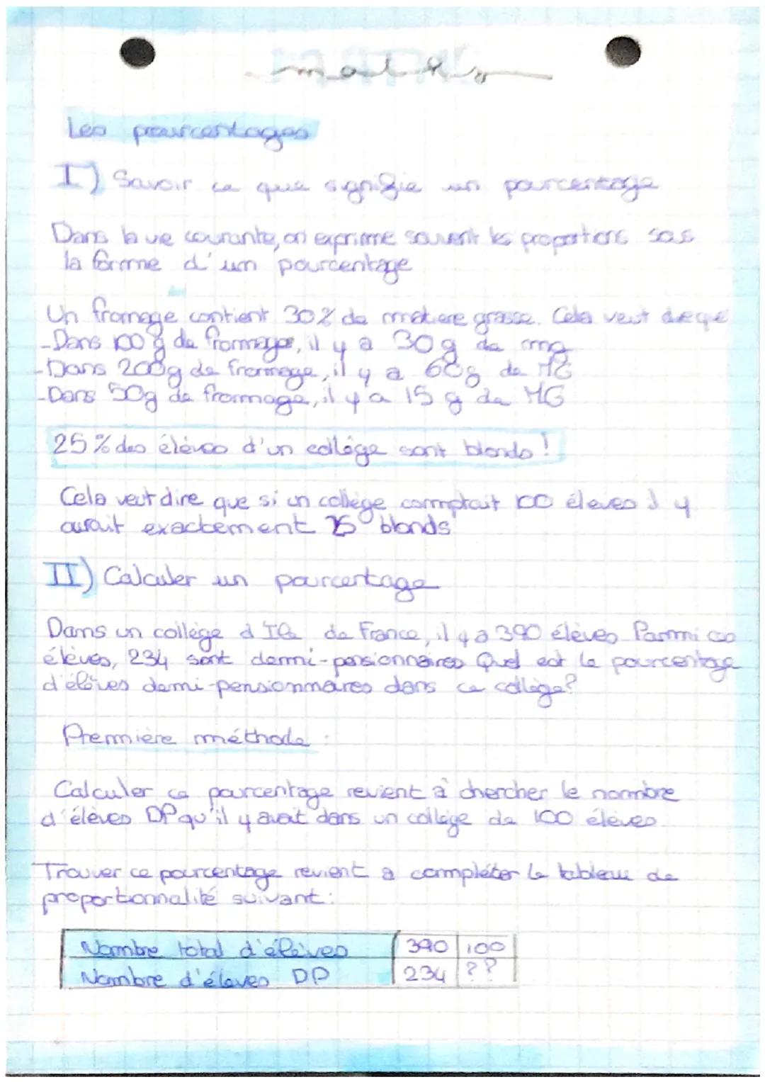 les pourcentages 