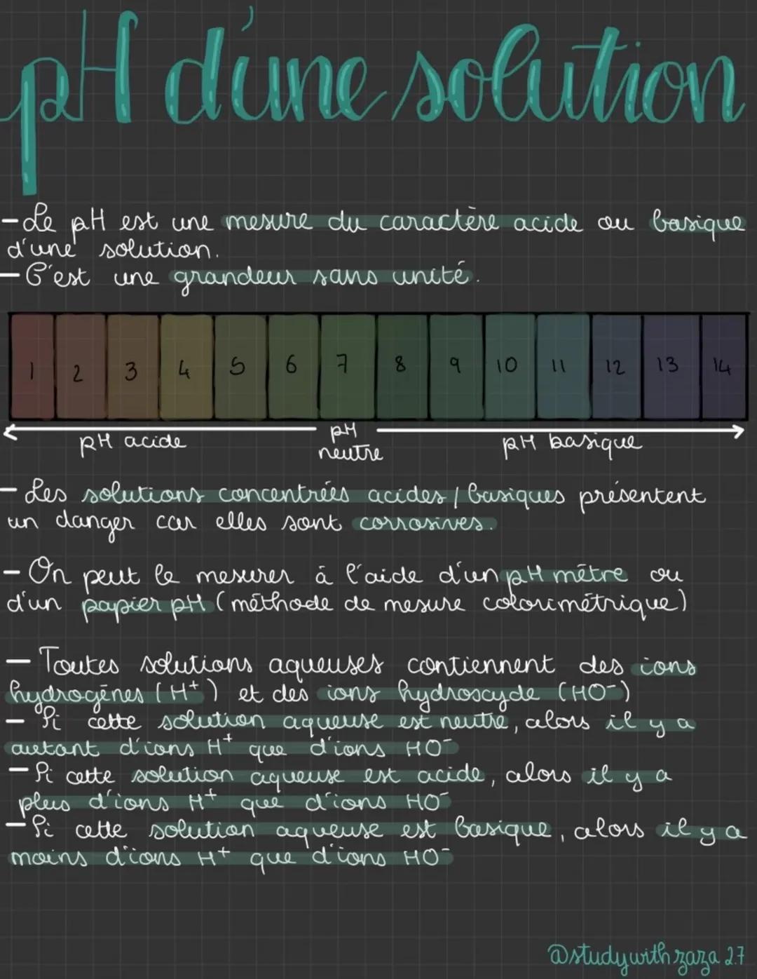 # pH dune solution

-de pH est une mesure du caractère acide ou basique
d'une solution.
- C'est une grandeur sans unité.

1
2
3
4
5
6
7
8
9
