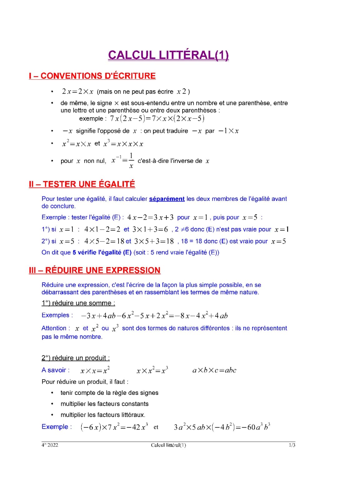 CALCUL LITTÉRAIRE 