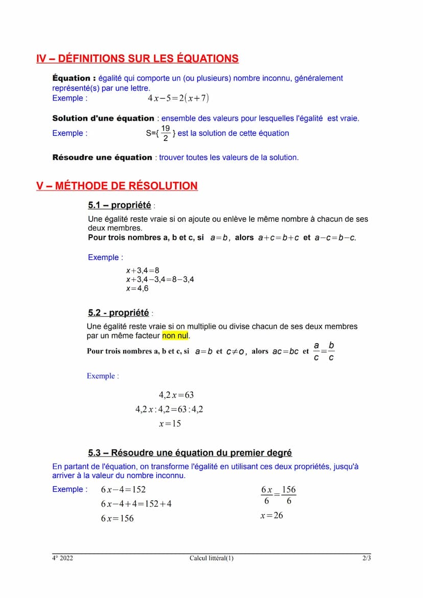 I-CONVENTIONS D'ÉCRITURE
CALCUL LITTÉRAL(1)
2x=2xx (mais on ne peut pas écrire x 2)
de même, le signe x est sous-entendu entre un nombre et 