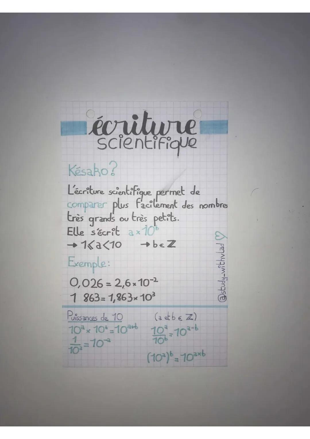 écriture
scientifique
Késabo?
L'écriture scientifique permet de
comparer plus facilement des nombre
très grands ou très petits.
Elle s'écrit