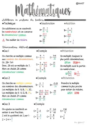 Know MATHEMATIQUES les fractions (addition, soustraction, multiplication, division et calculs à étage) [niveau 4-3ème] thumbnail