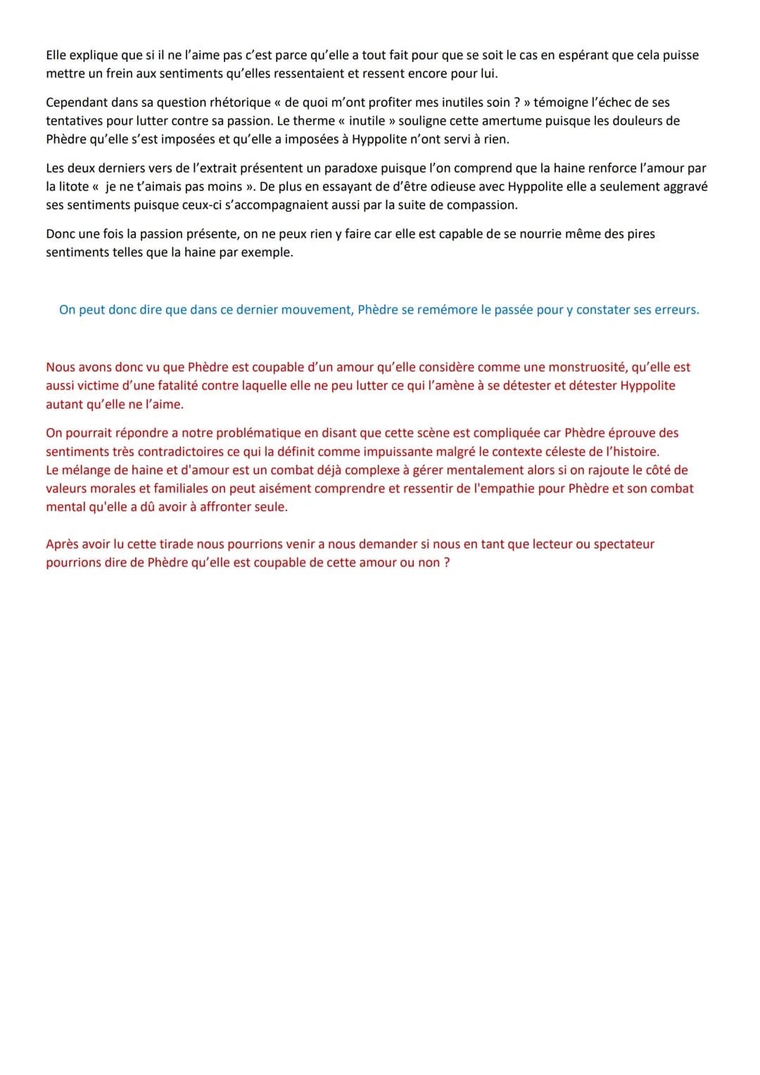 Analyse linéaire 5: Phèdre
L'analyse que je vais faire porte sur un extrait tirer de la scène 5 de l'acte 2 de Phèdre, une œuvre en lien ave