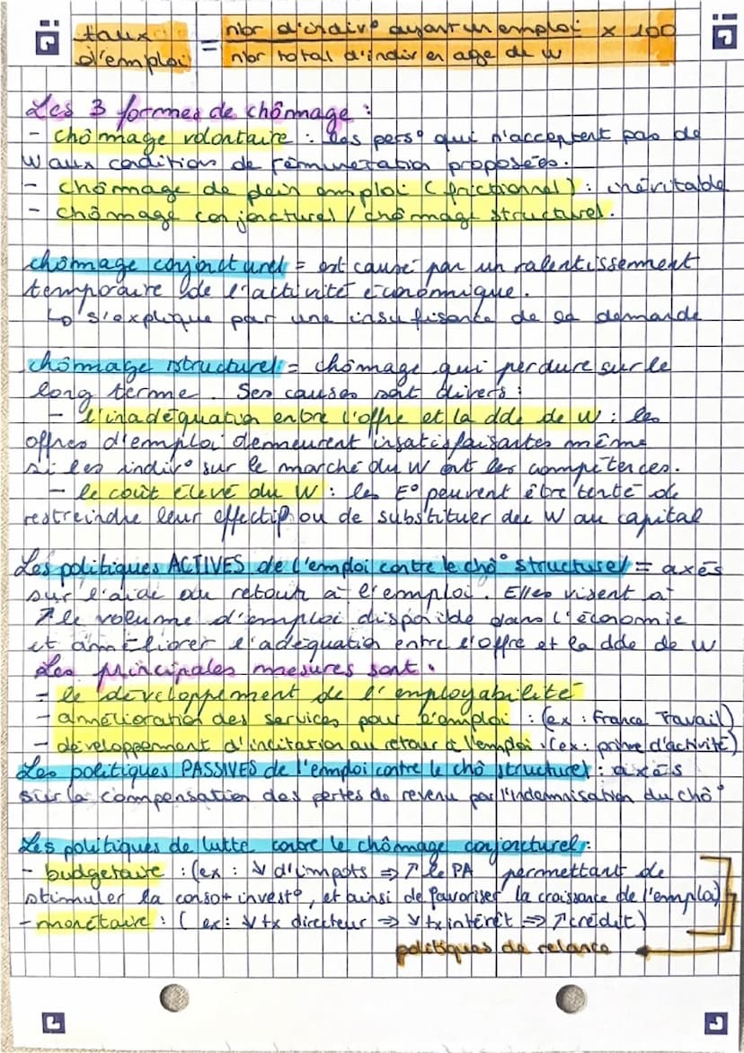 --- OCR Start ---
ECO
Le chômage et les politiques chap 6
de d'emploi
chômage = traduit un desequilibre sur le marché dy w;
C'est un phénomè