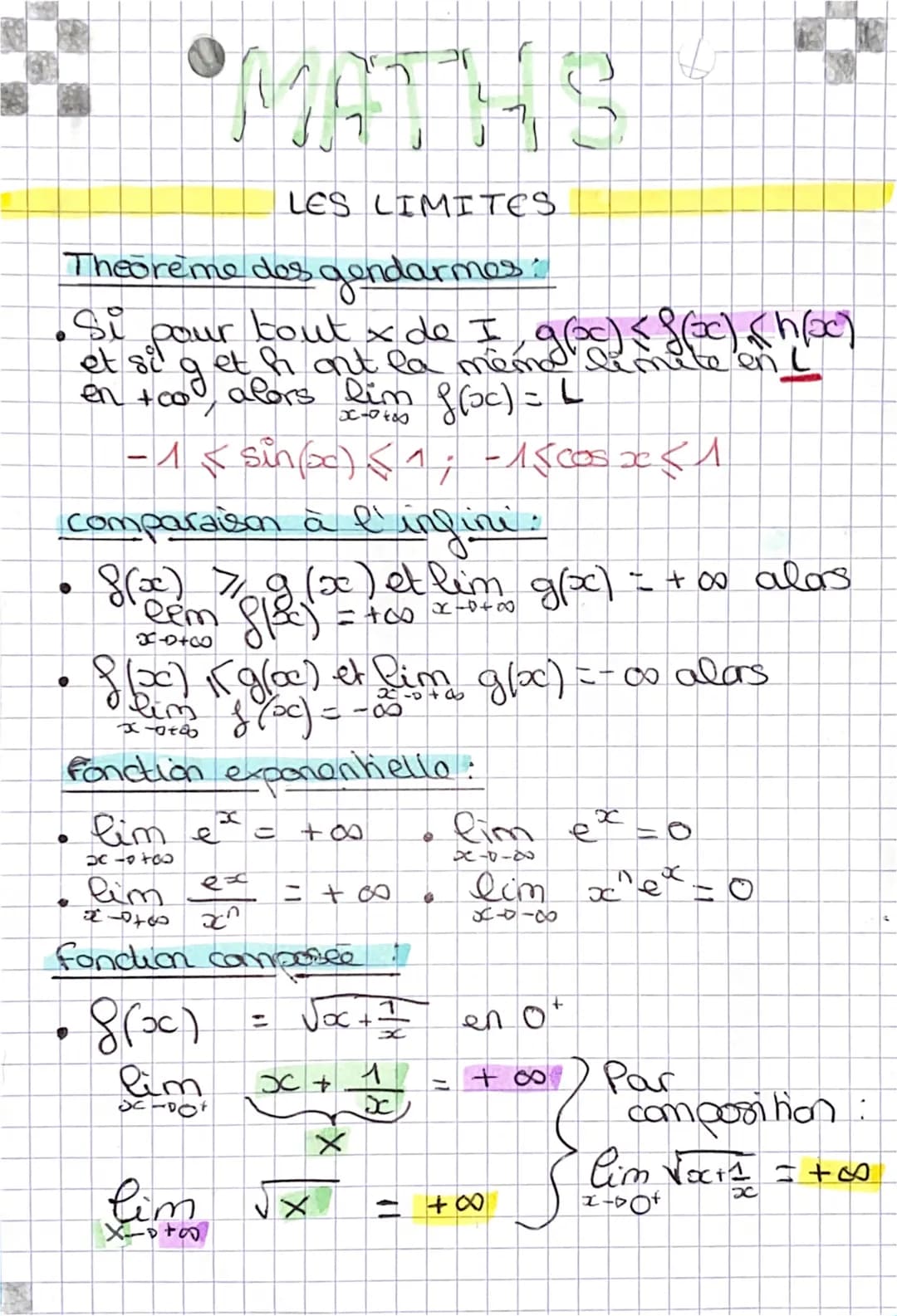 
<p>Le théorème des gendarmes est un concept important en mathématiques, notamment en ce qui concerne les limites et les comparaisons à l'in