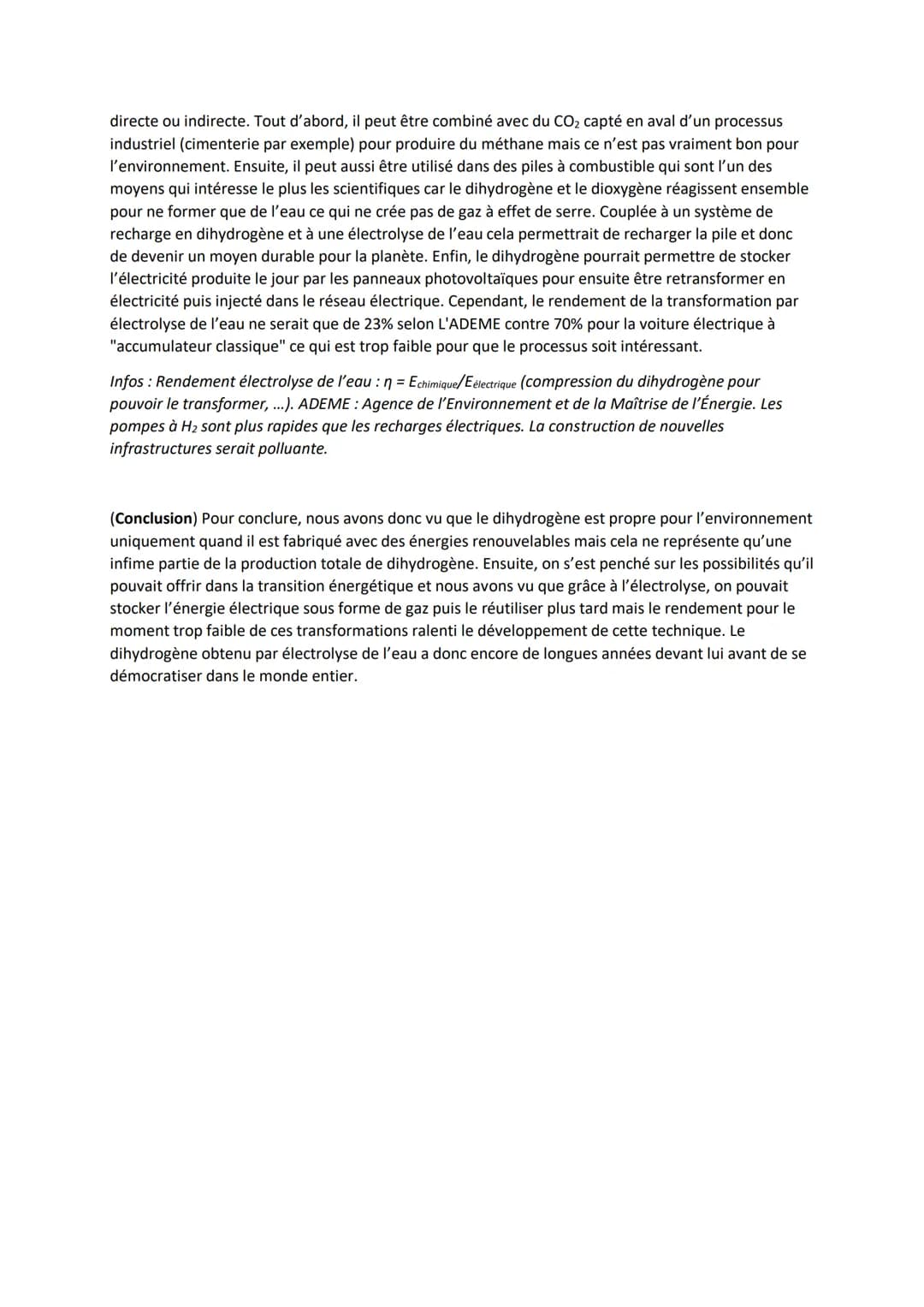 Le dihydrogène obtenu par l'électrolyse de l'eau, une avancée pour
la transition énergétique ?
Documents jury :
Schéma :
0
Anode
Eau
H₂0
Que